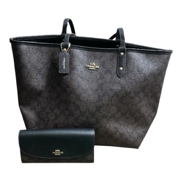 Coach Dark Brown Tote and Wallet Set - Picture 1 of 8